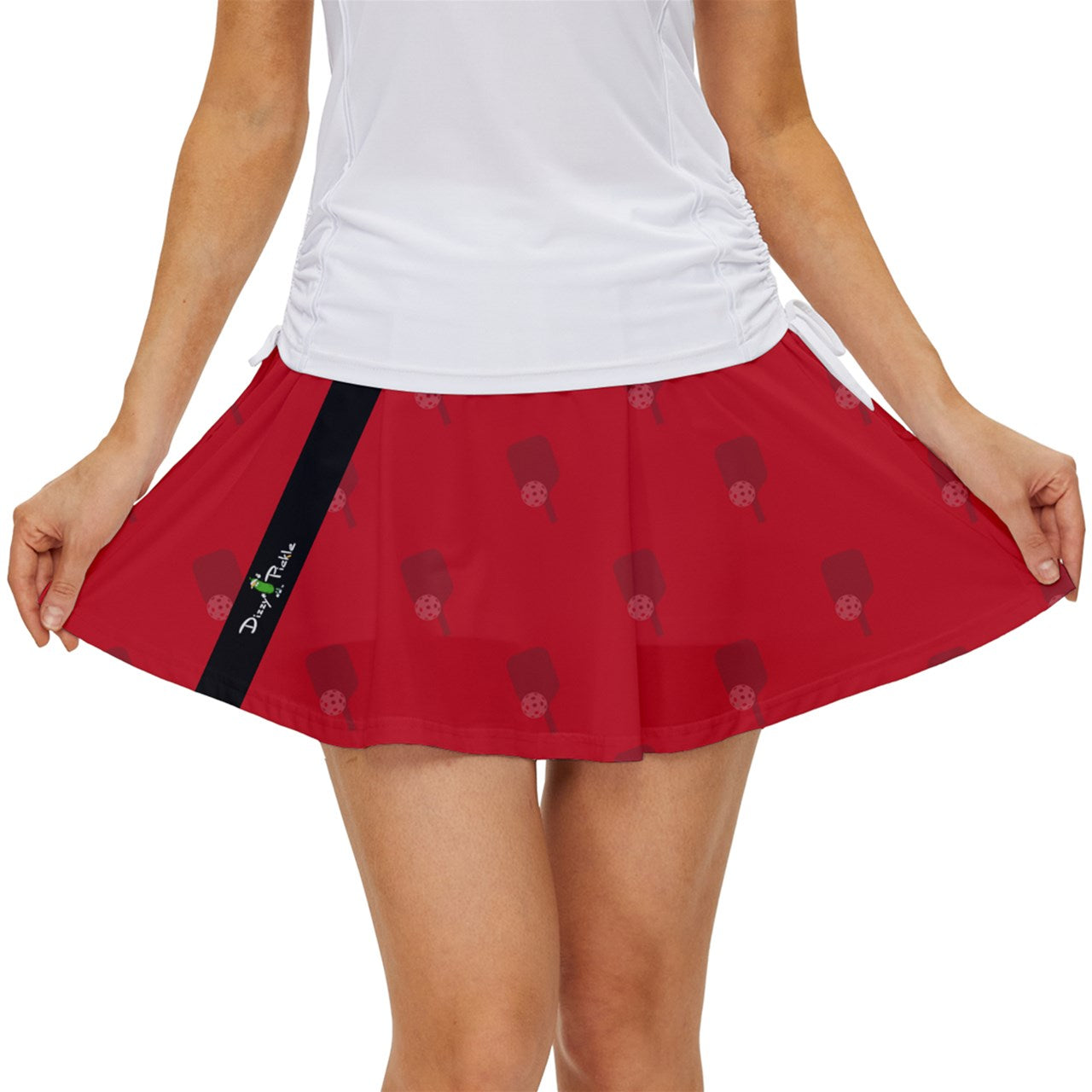 Dizzy Pickle Lynne Red Paddles Women's Pickleball Court Skorts with Inner Shorts