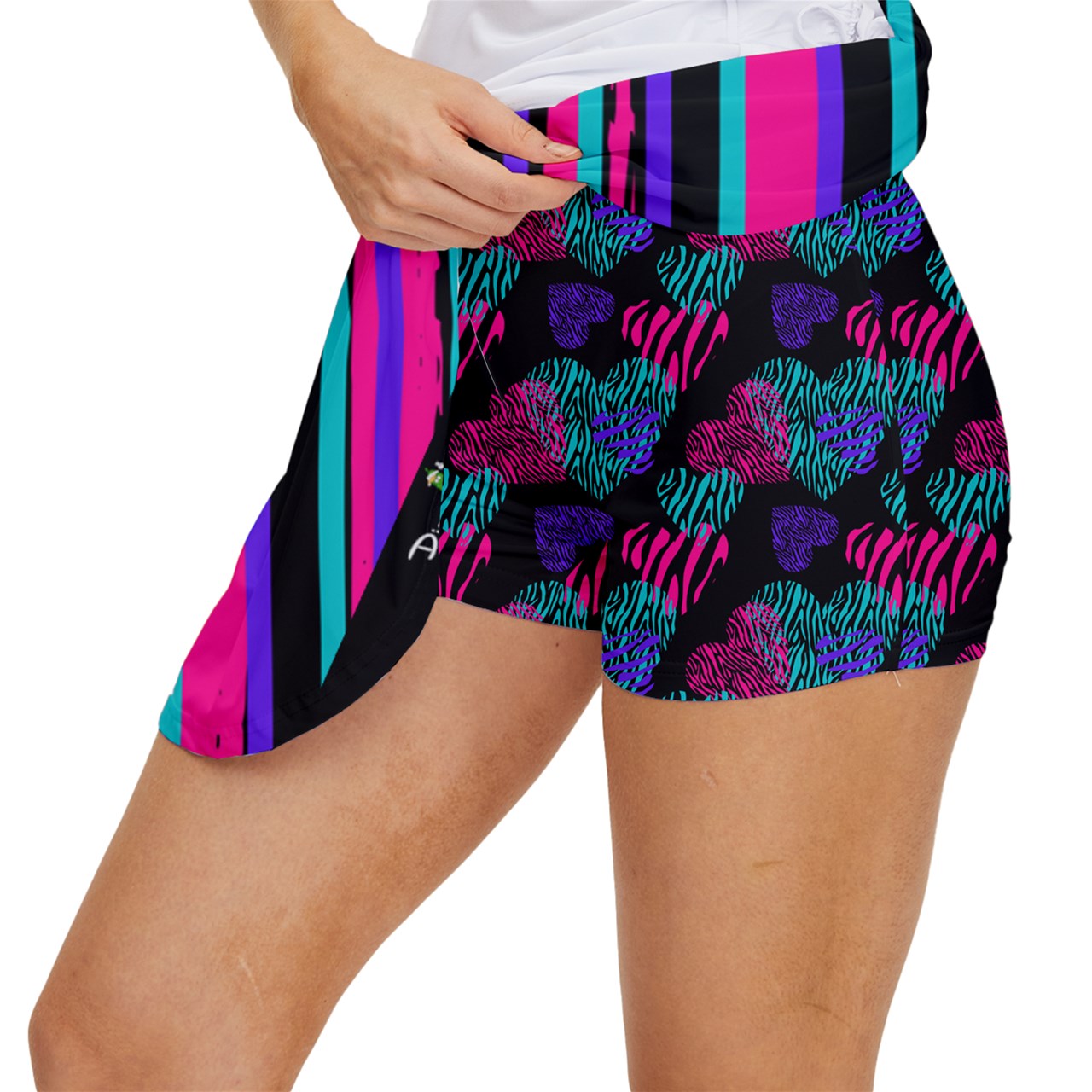 Dizzy Pickle Shelley Black Stripes Women's Pickleball Court Skorts with Inner Shorts