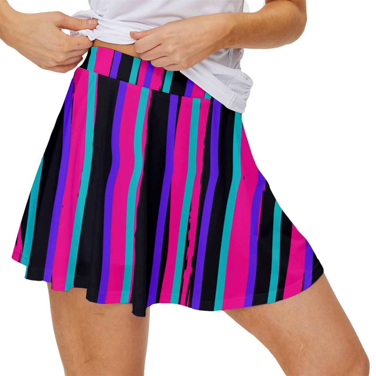 Dizzy Pickle Shelley Black Stripes Women's Pickleball Court Skorts with Inner Shorts