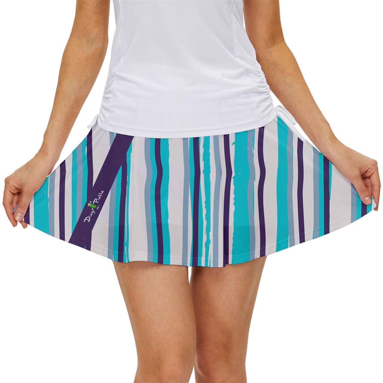 Dizzy Pickle Shelley Deep Purple Stripes Women's Pickleball Court Skorts with Inner Shorts