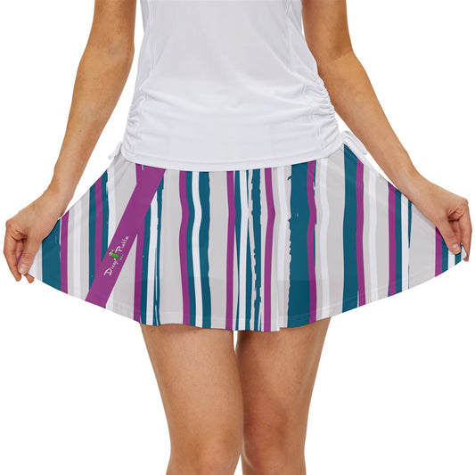 Dizzy Pickle Shelley Deep White Stripes Women's Pickleball Court Skorts with Inner Shorts