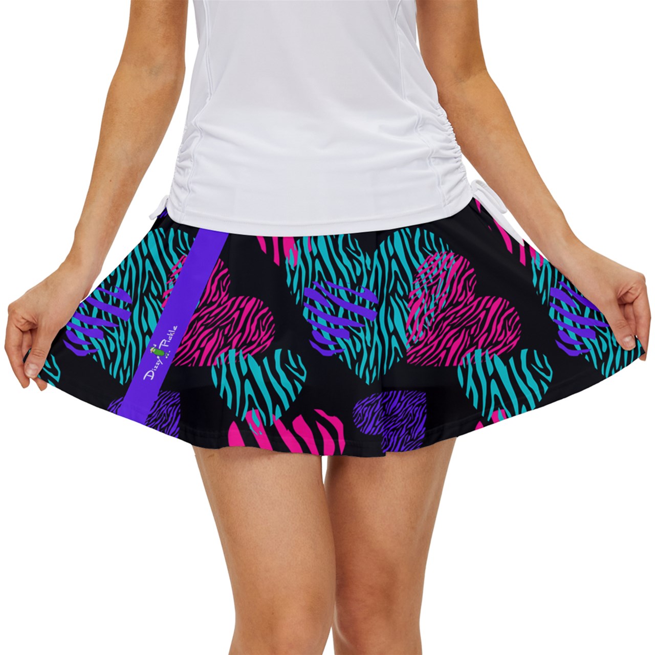 Dizzy Pickle Shelley Black Hearts Women's Pickleball Court Skorts with Inner Shorts