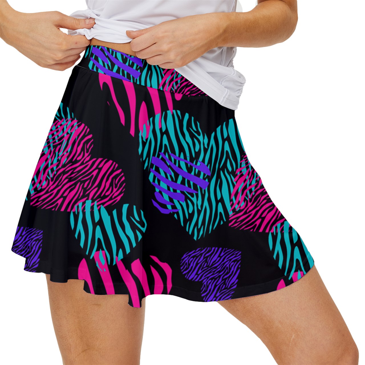 Dizzy Pickle Shelley Black Hearts Women's Pickleball Court Skorts with Inner Shorts