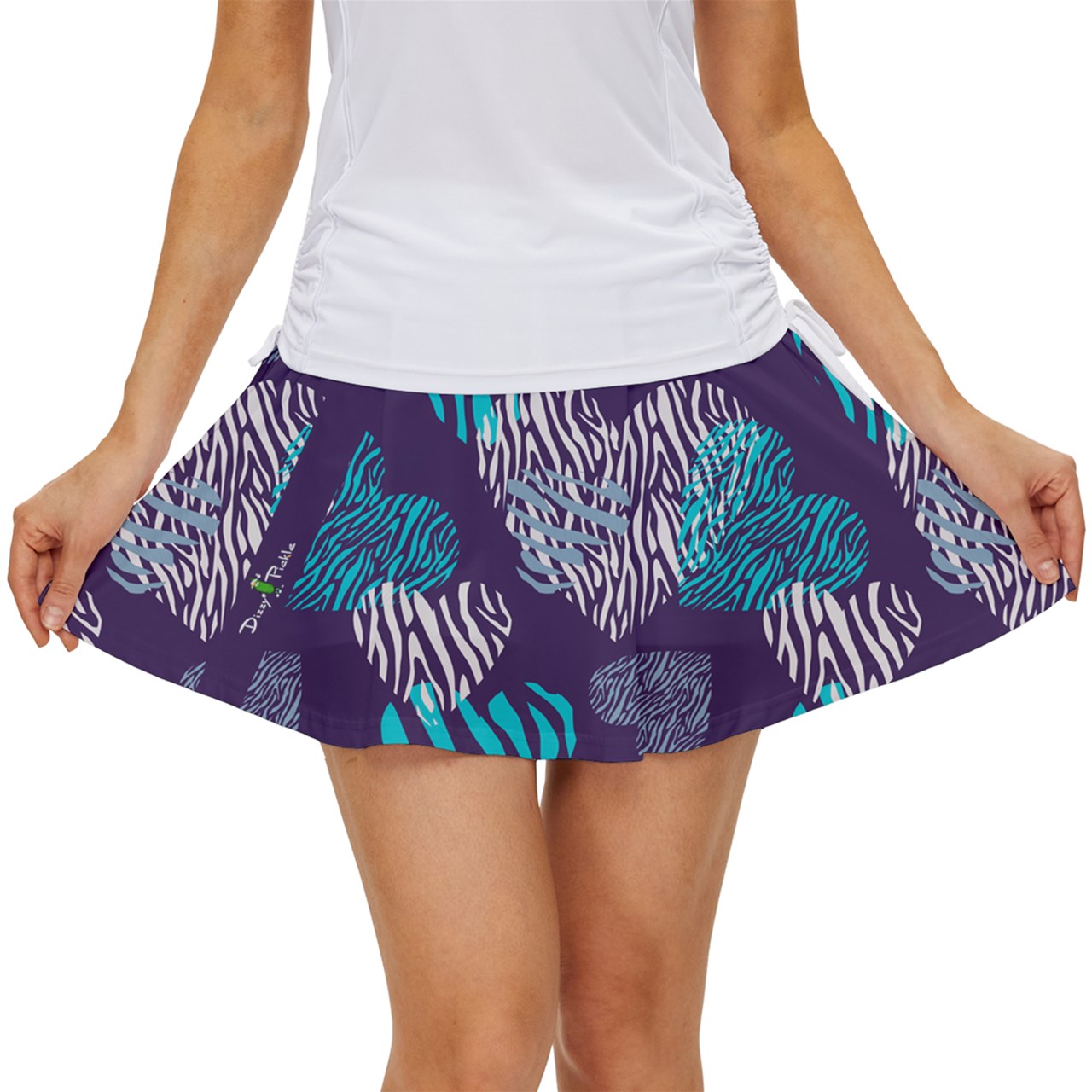 Dizzy Pickle Shelley Deep Purple Hearts Women's Pickleball Court Skorts with Inner Shorts