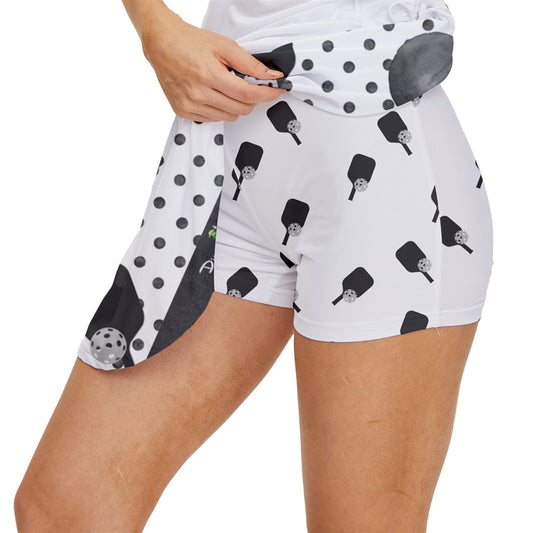 Dizzy Pickle Paddles and Mini Polka Dots Women's Pickleball Court Skorts with Inner Shorts