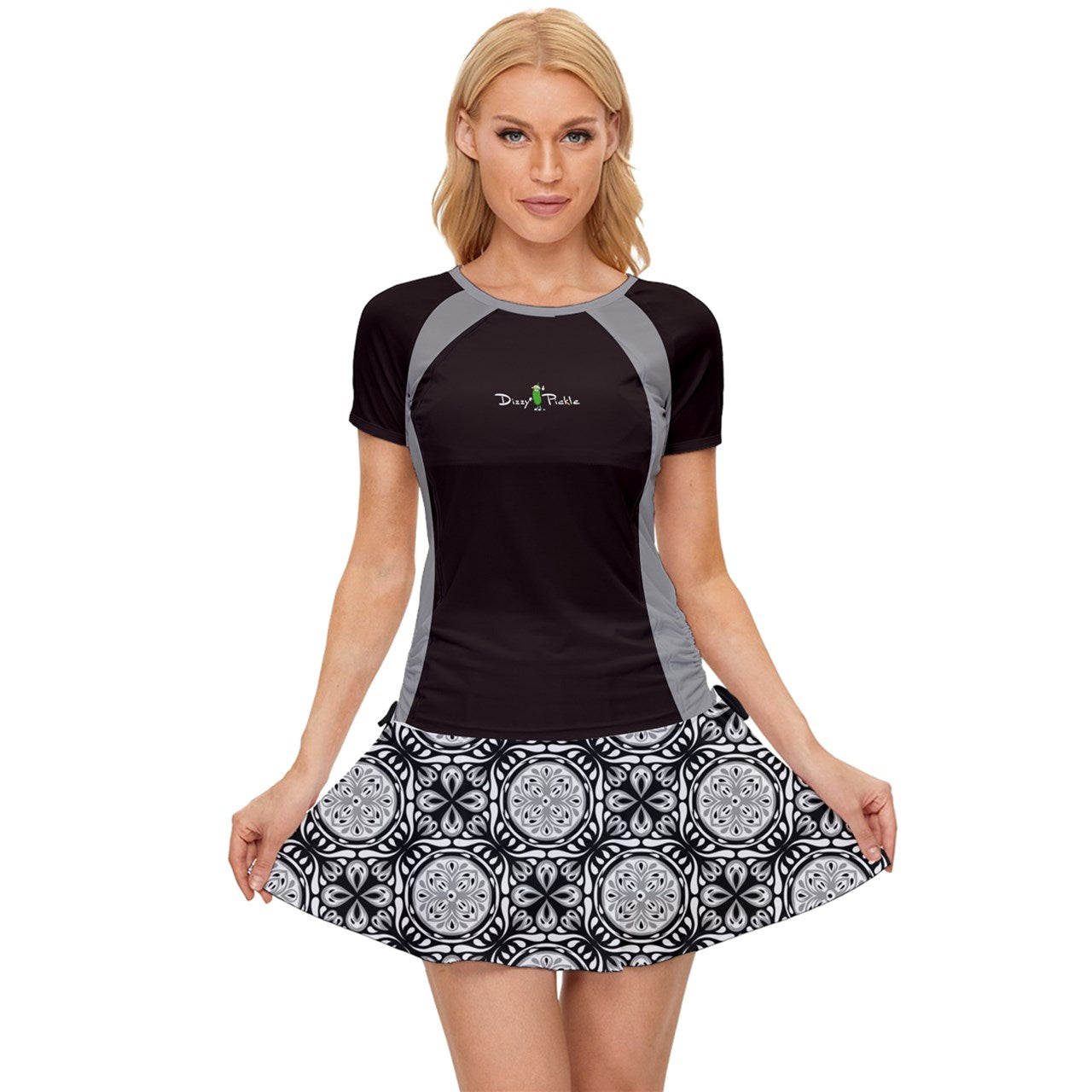 Dizzy Pickle Tracy Black1 Women's Pickleball Sports Set (Shirt and Skort)