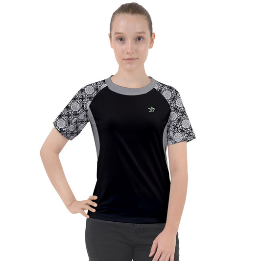 Dizzy Pickle Tracy Black1 Women's Pickleball Sport Raglan Short Sleeve T-Shirt