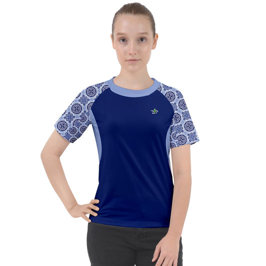 Dizzy Pickle Tracy Blue1 Women's Pickleball Sport Raglan Short Sleeve T-Shirt