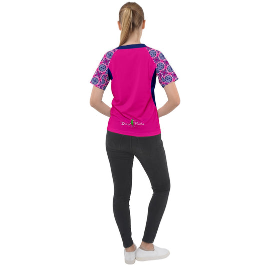 Dizzy Pickle Tracy Pink1 Women's Pickleball Sport Raglan Short Sleeve T-Shirt