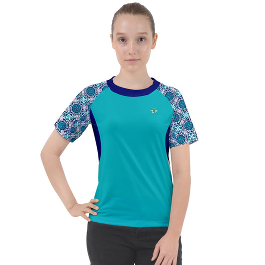 Dizzy Pickle Tracy Turquoise1 Women's Pickleball Sport Raglan Short Sleeve T-Shirt