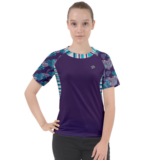 Dizzy Pickle Shelley Deep Purple Women's Pickleball Sport Raglan Short Sleeve T-Shirt