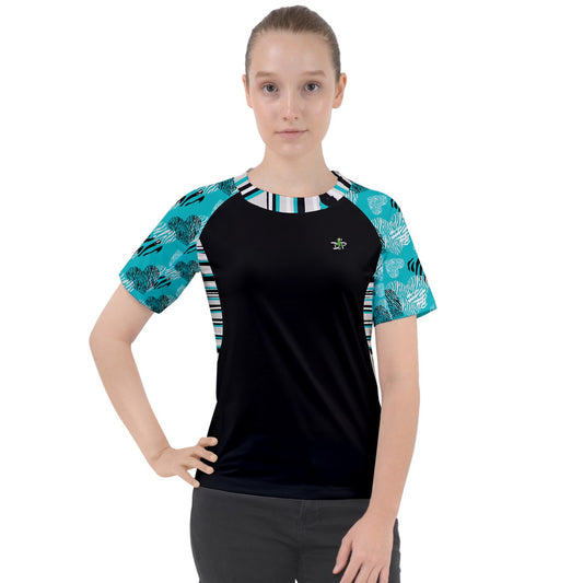 Dizzy Pickle Shelley Turquoise Women's Pickleball Sport Raglan Short Sleeve T-Shirt