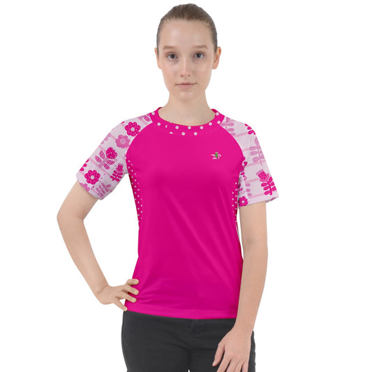 Dizzy Pickle Avery Blooms Women's Pickleball Sport Raglan Short Sleeve T-Shirt