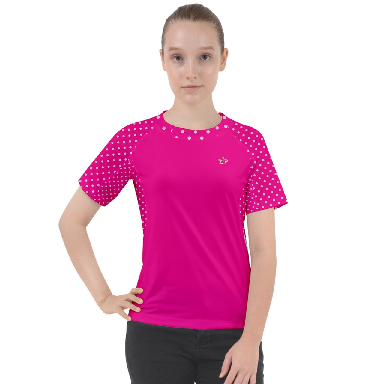 Dizzy Pickle Avery Polka Dots Women's Pickleball Sport Raglan Short Sleeve T-Shirt