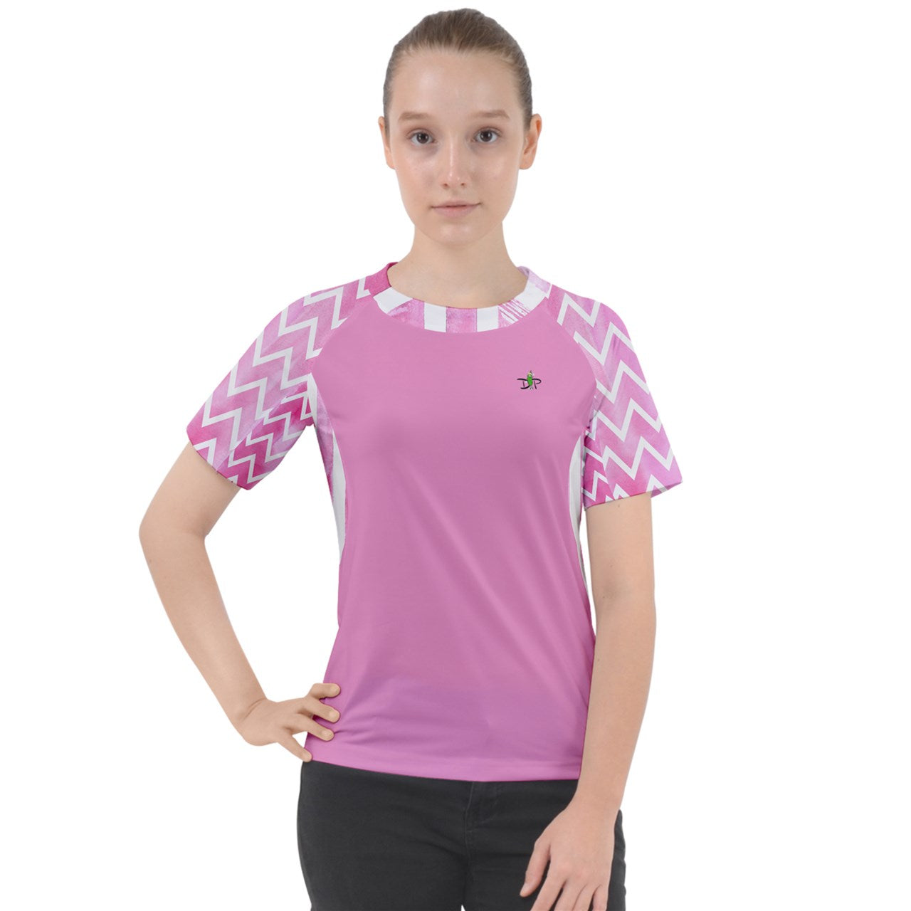 Dizzy Pickle Avery Zig Zag Stripes Women's Pickleball Sport Raglan Short Sleeve T-Shirt