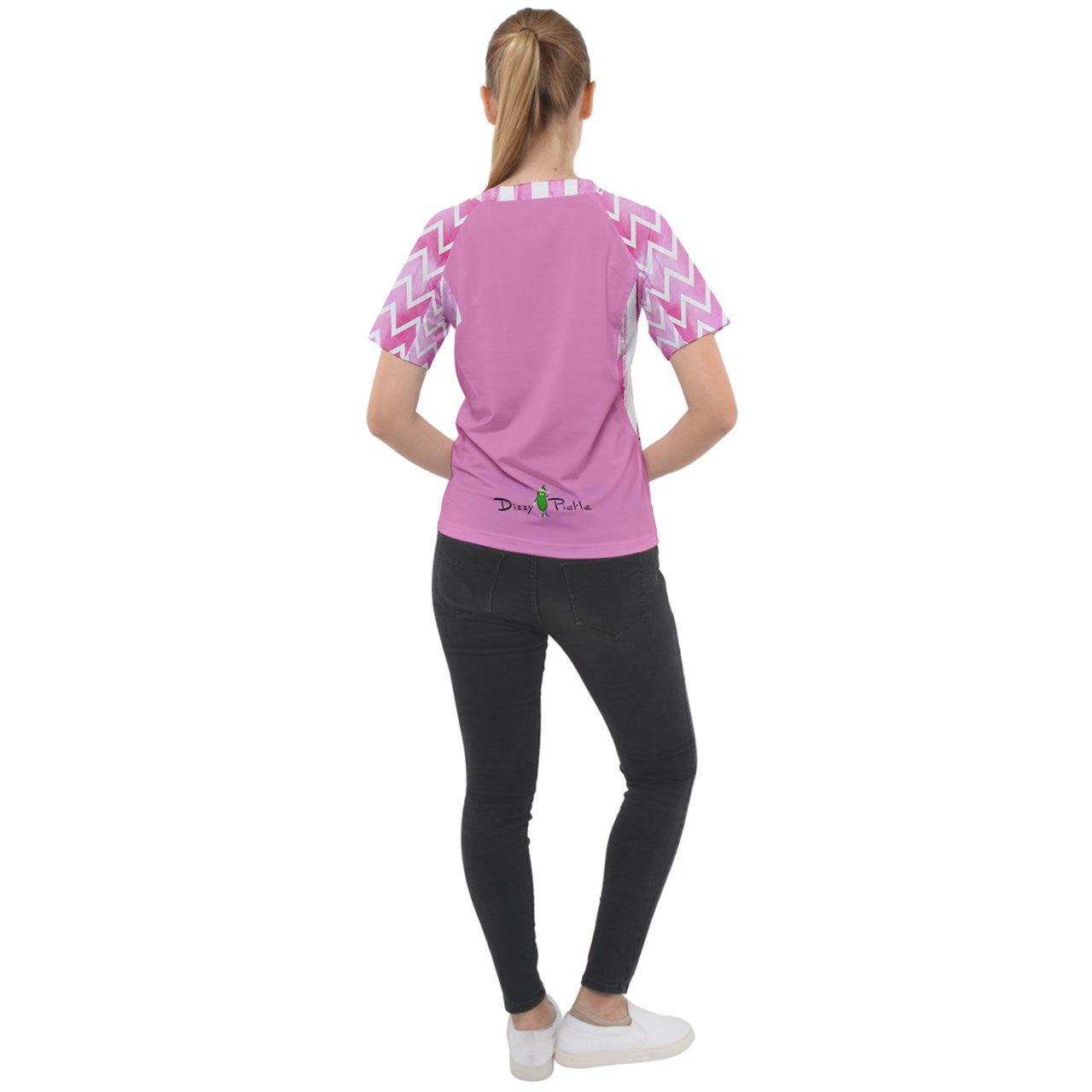 Dizzy Pickle Avery Zig Zag Stripes Women's Pickleball Sport Raglan Short Sleeve T-Shirt