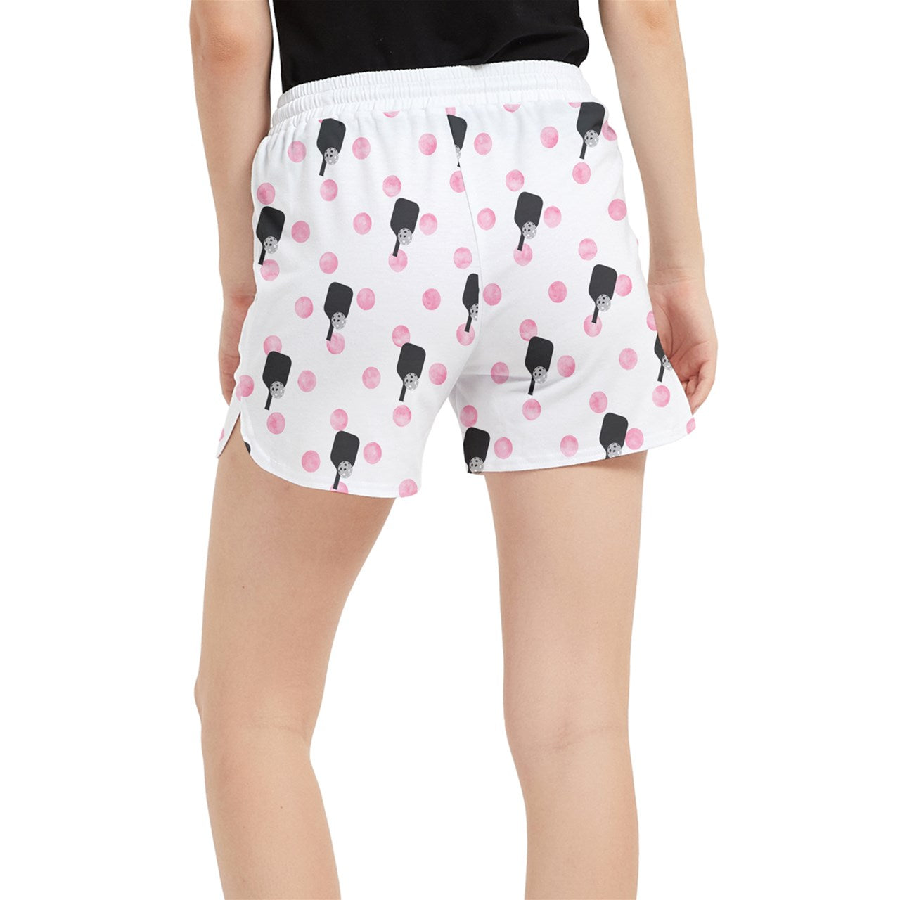 Dizzy Pickle Page Paddles_Polka Dots Small White Women's Pickleball Side-Split Shorts