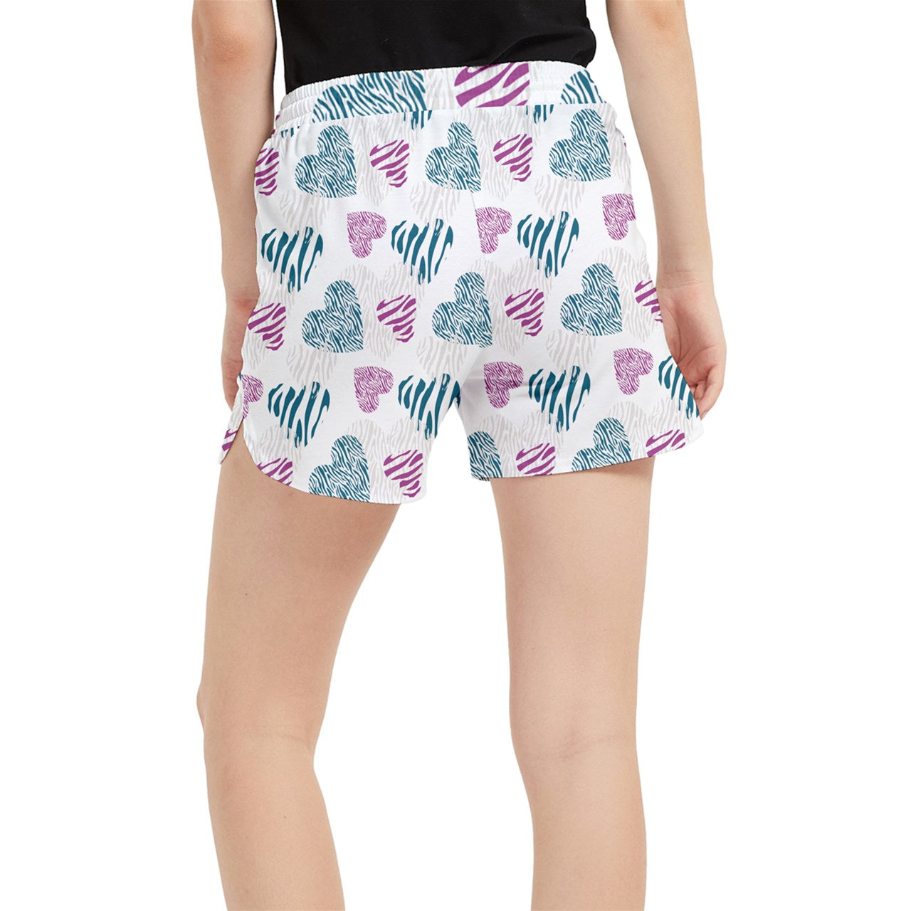 Dizzy Pickle Shelley Deep White Hearts Women's Pickleball Side-Split Shorts