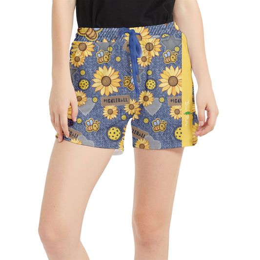 Dizzy Pickle Amy Sunflowers Women's Pickleball Side-Split Shorts