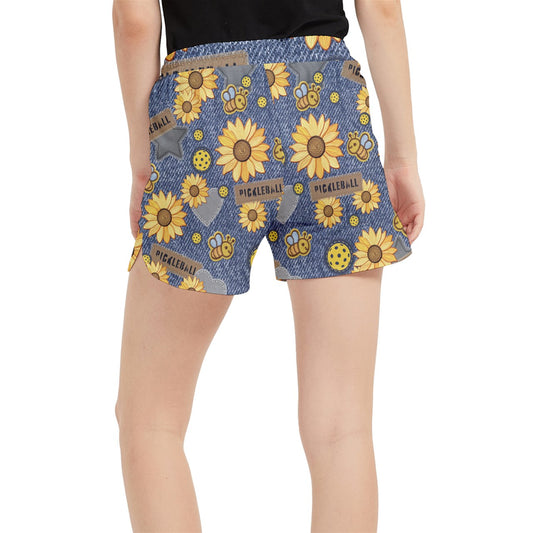 Dizzy Pickle Amy Sunflowers Women's Pickleball Side-Split Shorts