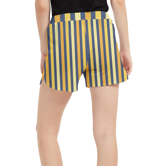 Dizzy Pickle Amy Stripes Gold Women's Pickleball Side-Split Shorts