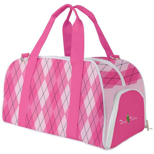 Dizzy Pickle Ashley Argyle Pink Pickleball Court Duffle Bag with Multi Straps