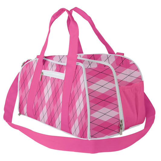 Dizzy Pickle Ashley Argyle Pink Pickleball Court Duffle Bag with Multi Straps