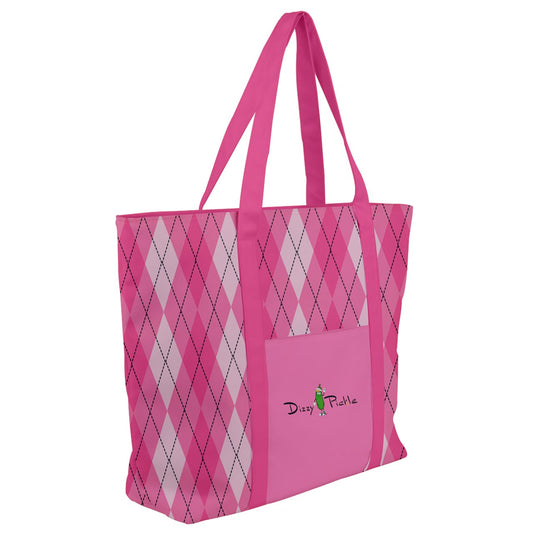 Dizzy Pickle Ashley Argyle Pink Women's Pickleball Zip-Up Canvas Bag