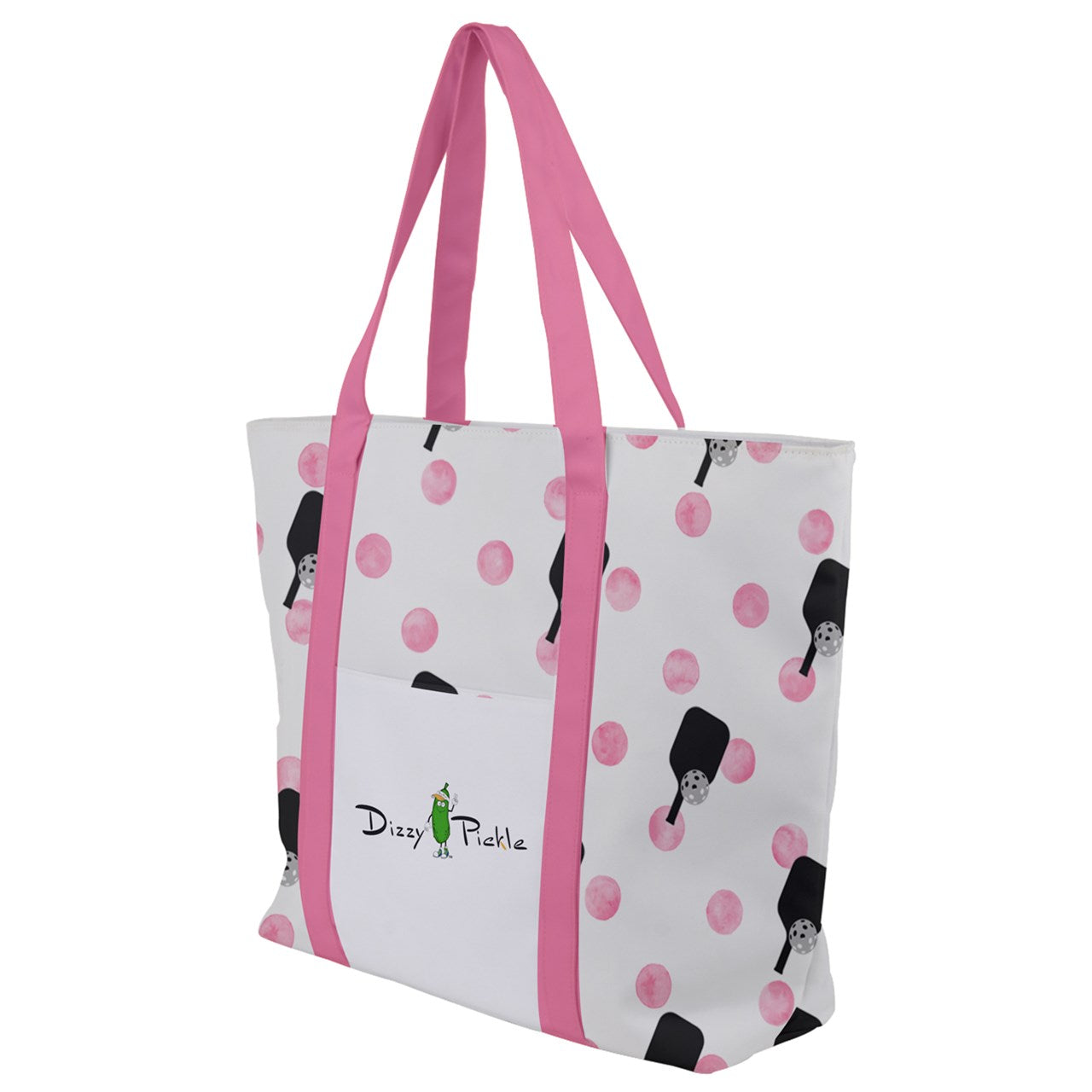 Dizzy Pickle Page Paddles_Polka Dots Small White Women's Pickleball Zip-Up Canvas Bag