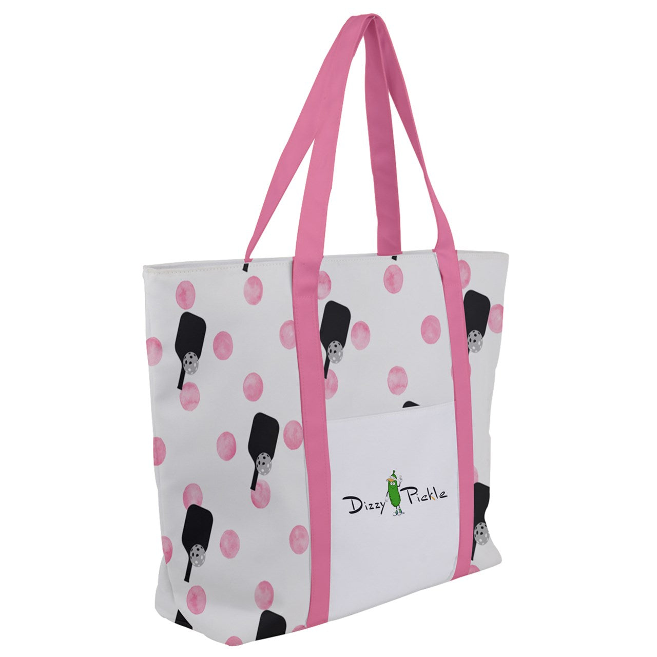 Dizzy Pickle Page Paddles_Polka Dots Small White Women's Pickleball Zip-Up Canvas Bag