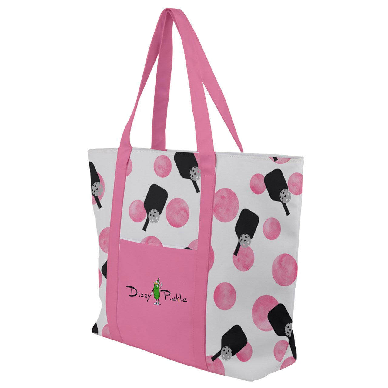 Dizzy Pickle Page Paddles_Polka Dots White Women's Pickleball Zip-Up Canvas Bag