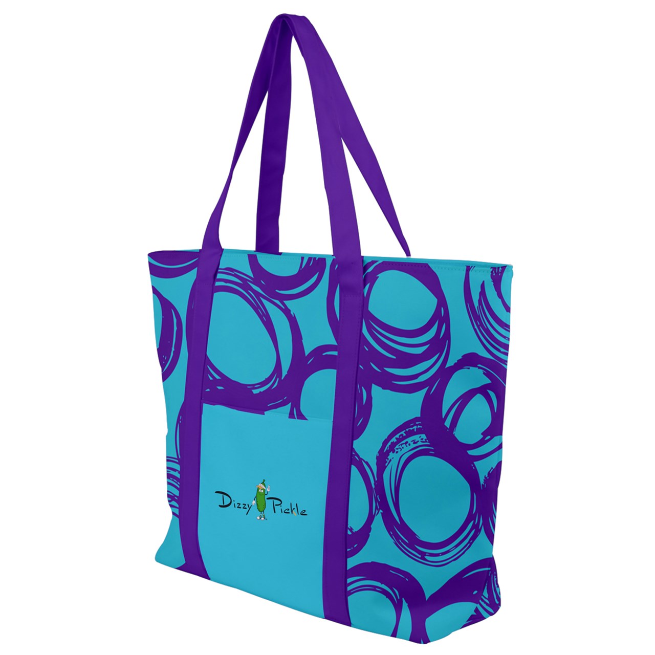 Dizzy Pickle Esther Teal Circles Women's Pickleball Zip-Up Canvas Bag