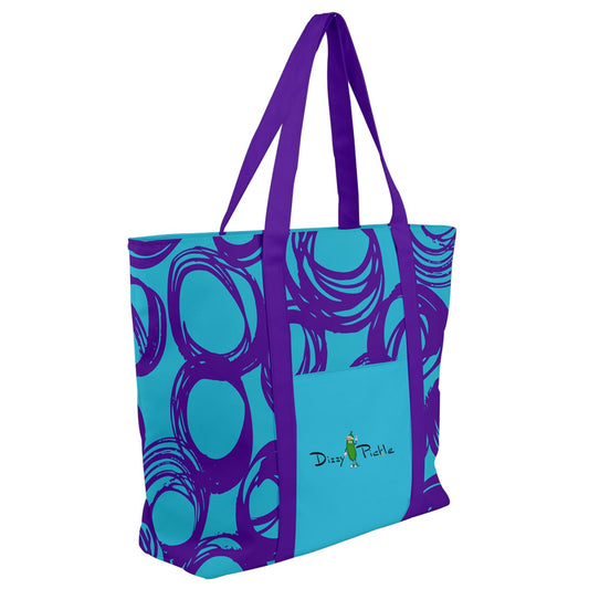 Dizzy Pickle Esther Teal Circles Women's Pickleball Zip-Up Canvas Bag