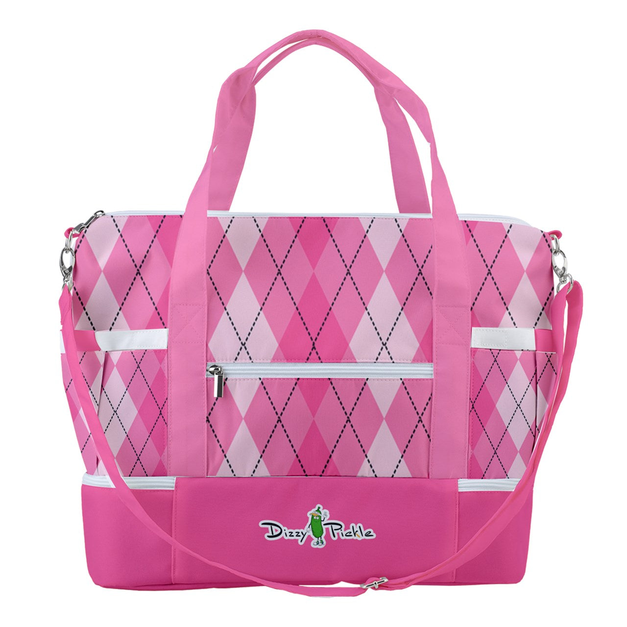 Dizzy Pickle Ashley Argyle Pink Pickleball Sports Court Shoulder Bag with Shoe Compartment Sports