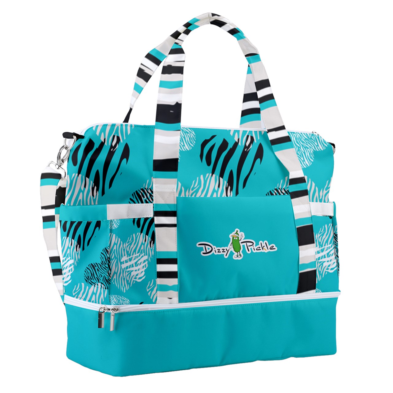 Dizzy Pickle Shelley Turquoise Hearts Pickleball Sports Court Shoulder Bag with Shoe Compartment