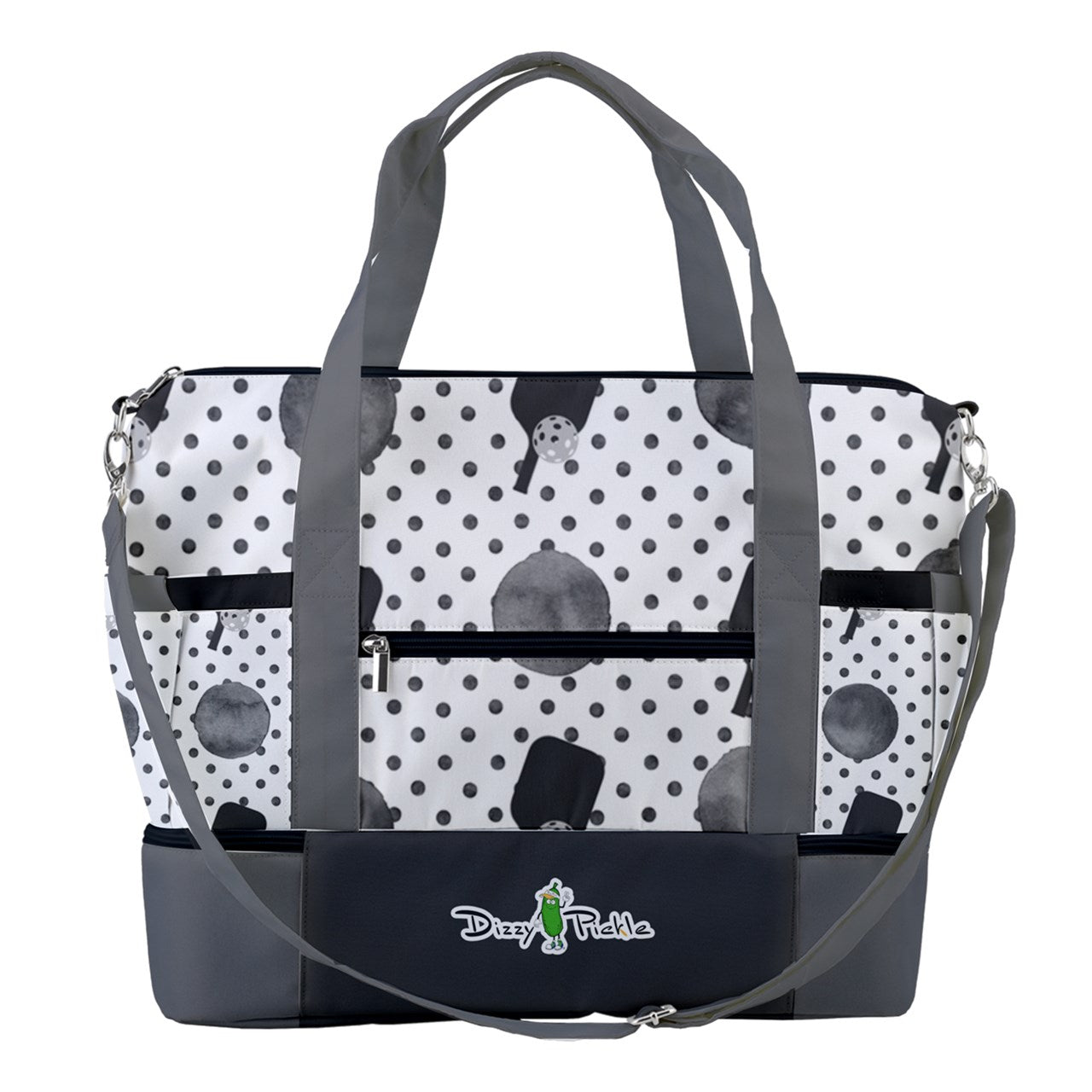 Dizzy Pickle Mary Paddles and Polka Dots Pickleball Sports Court Shoulder Bag with Shoe Compartment