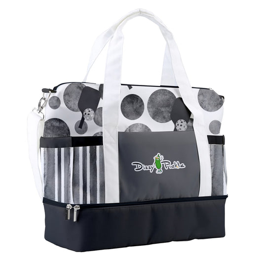 Dizzy Pickle Mary Paddles and Polka Dots Pickleball Sports Court Shoulder Bag with Shoe Compartment