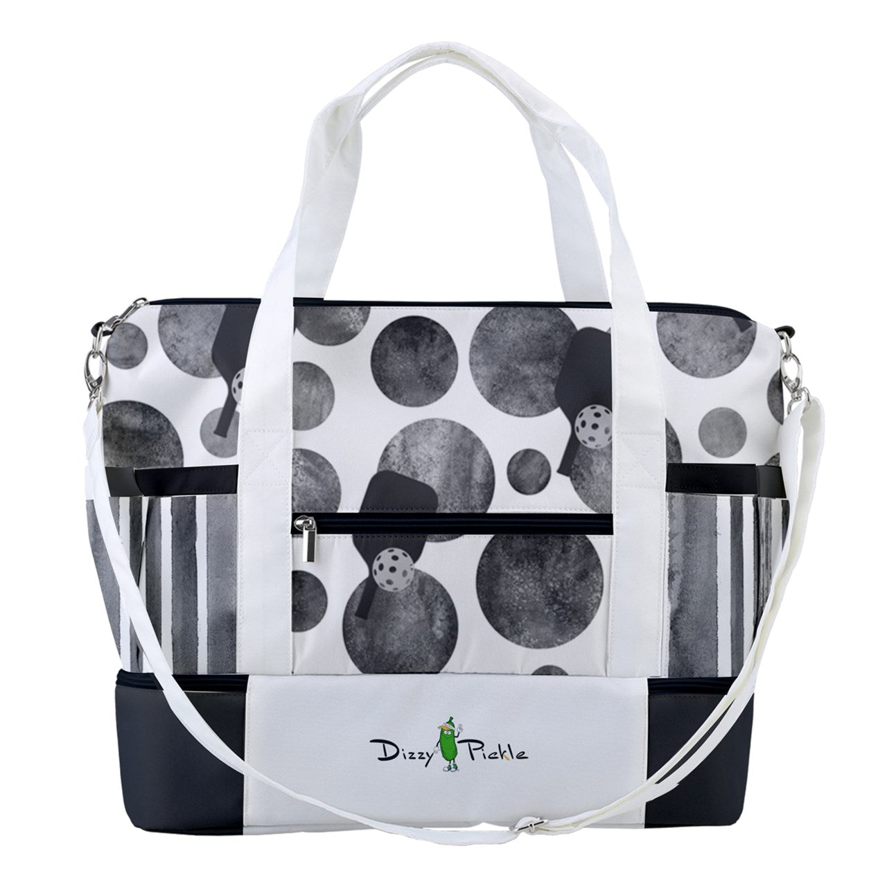 Dizzy Pickle Mary Paddles and Polka Dots Pickleball Sports Court Shoulder Bag with Shoe Compartment