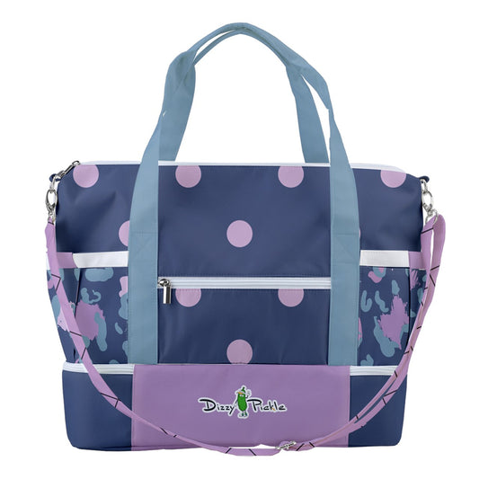 Dizzy Pickle Laura Pink Polka Dots Pickleball Sports Court Shoulder Bag with Shoe Compartment