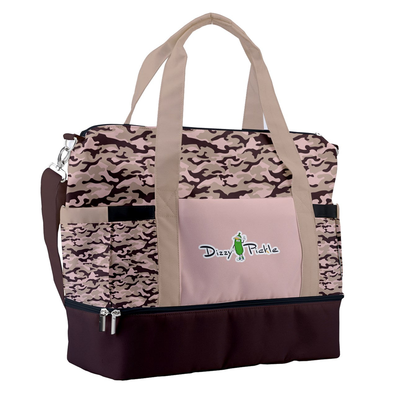 Dizzy Pickle Jan Brown_Blush Pickleball Sports Court Shoulder Bag with Shoe Compartment