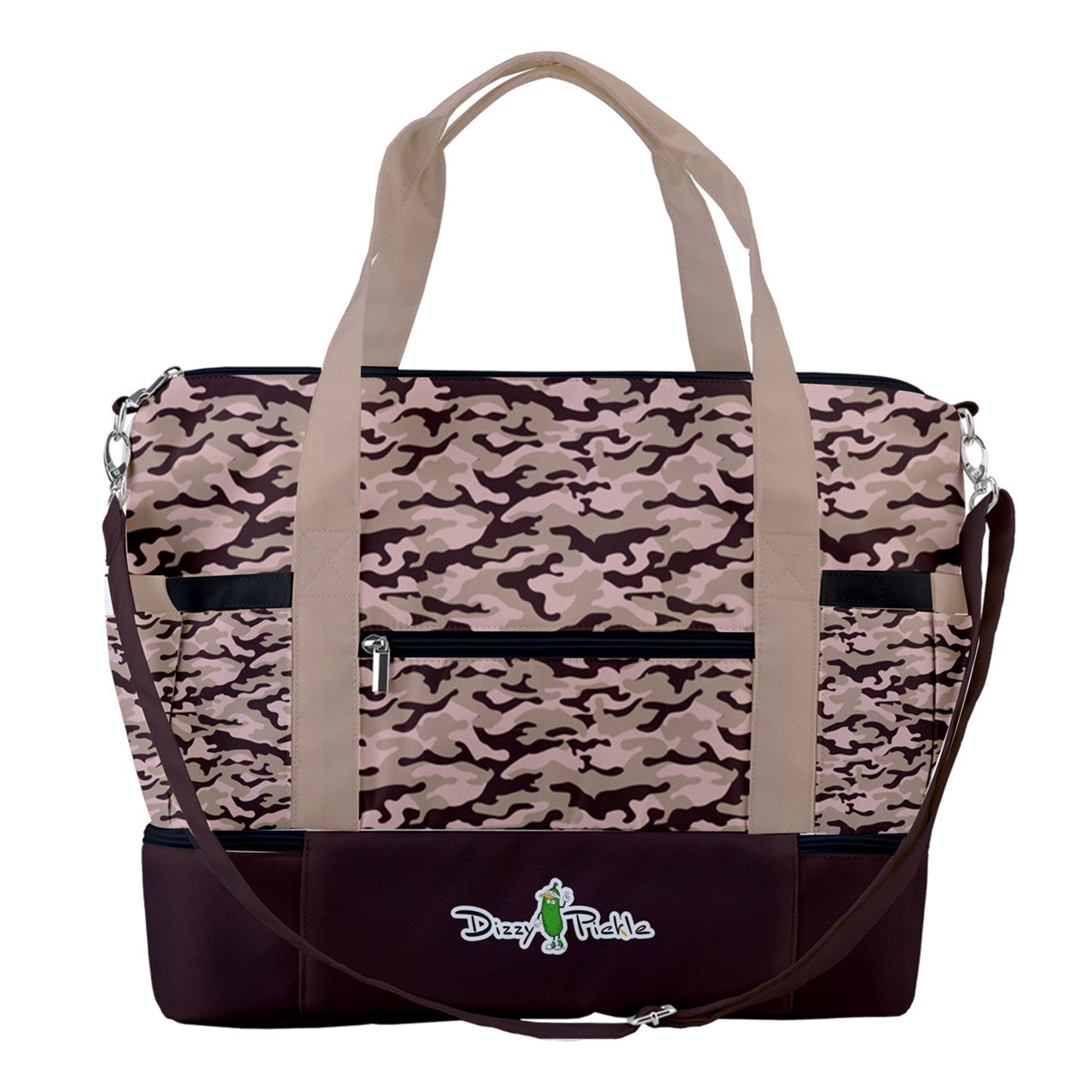 Dizzy Pickle Jan Brown_Blush Pickleball Sports Court Shoulder Bag with Shoe Compartment