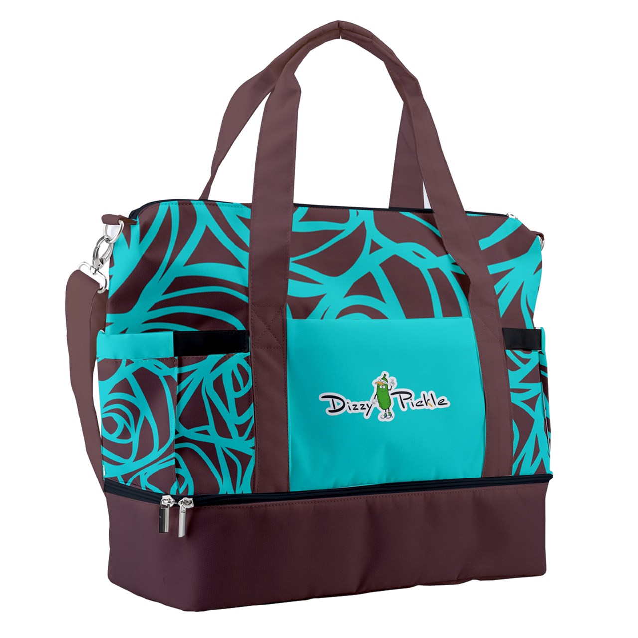 Dizzy Pickle Esther Blooms Brown Pickleball Sports Court Shoulder Bag with Shoe Compartment