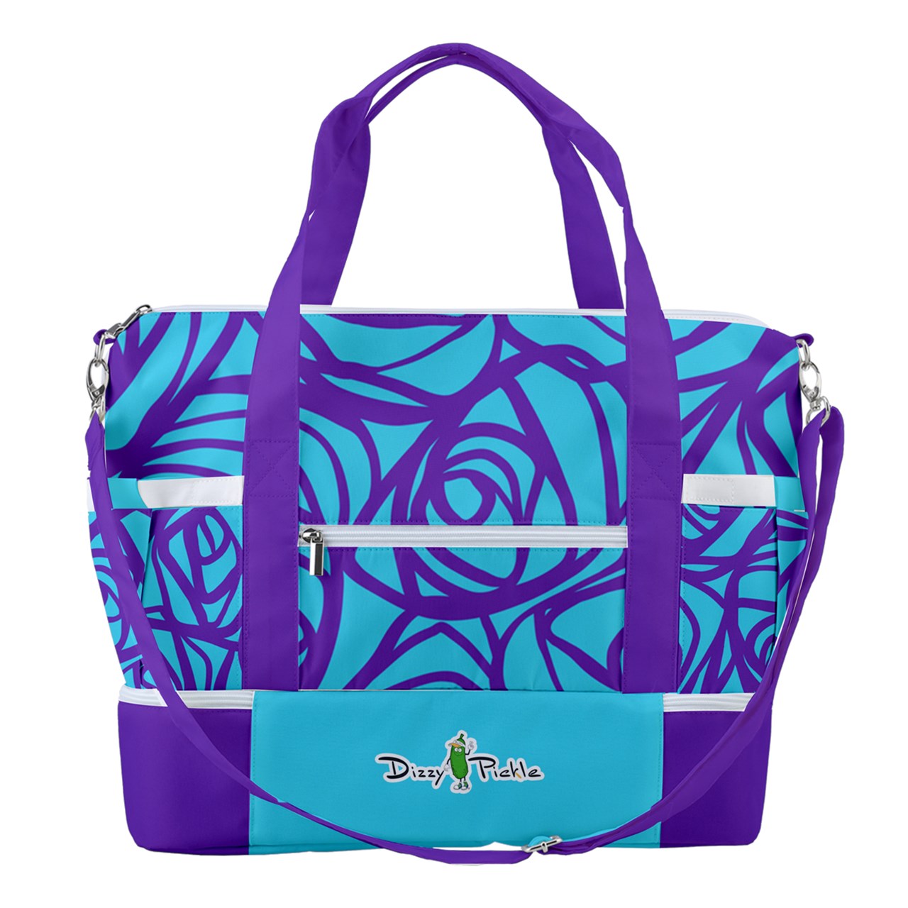 Dizzy Pickle Esther Blooms Teal Pickleball Sports Court Shoulder Bag with Shoe Compartment