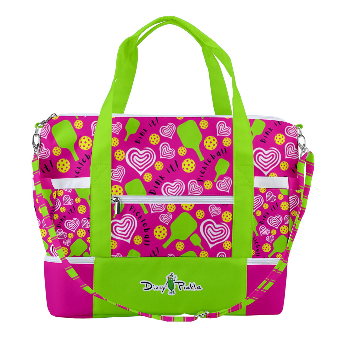 Dizzy Pickle Dinking Diva Hearts PG Pickleball Sports Court Shoulder Bag with Shoe Compartment