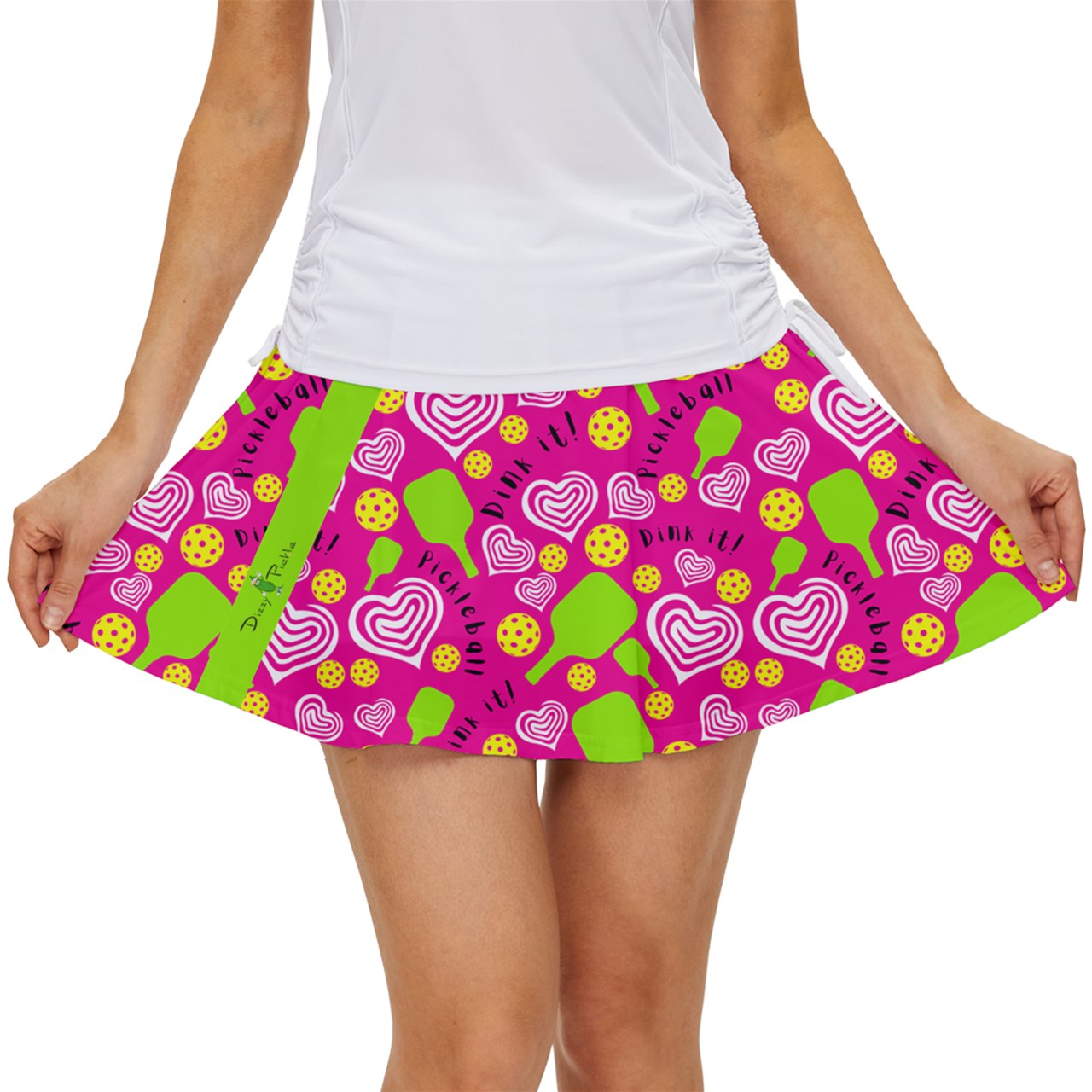 Dizzy Pickle Dinking Diva Hearts PG Women's Pickleball Court Skorts with Inner Shorts