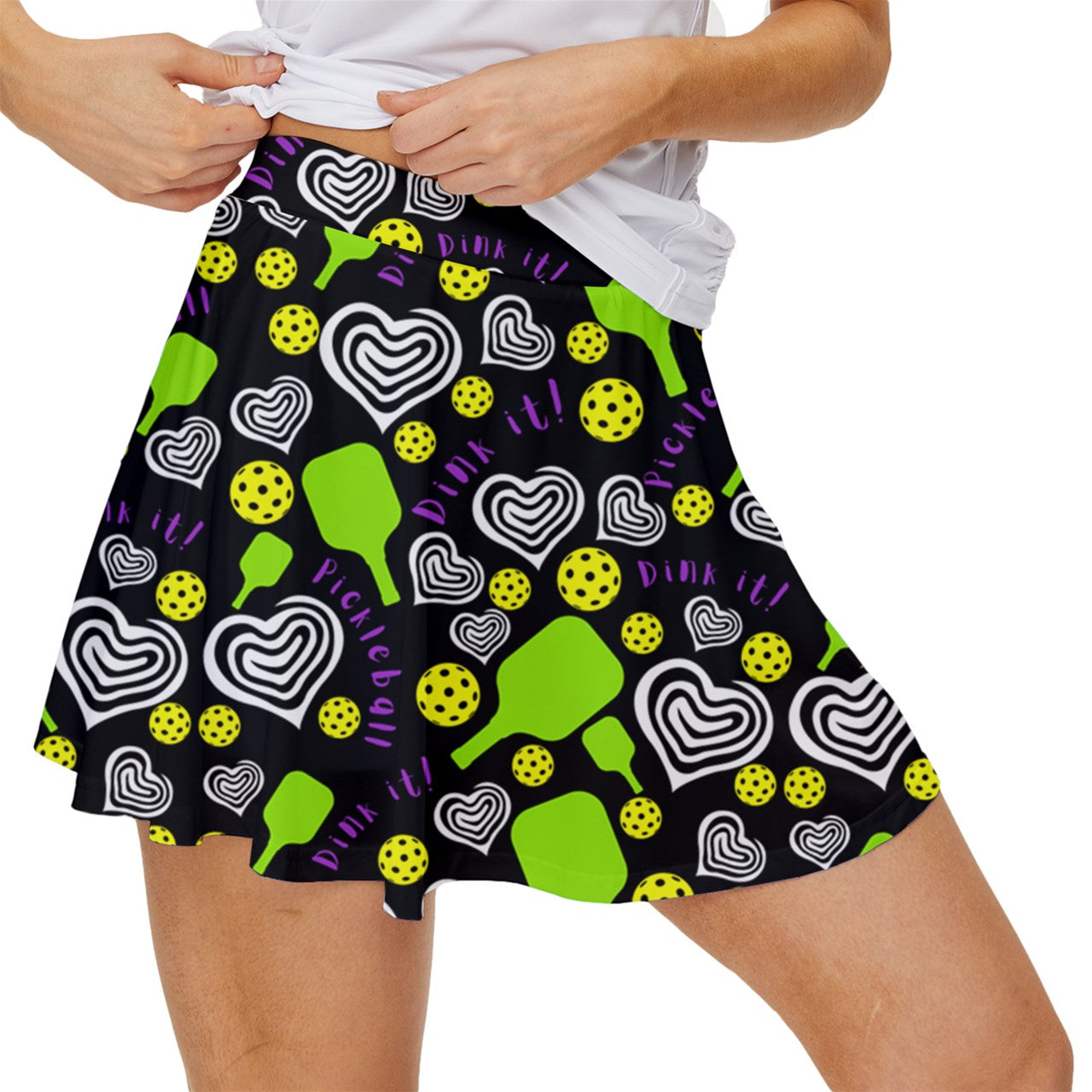 Dizzy Pickle Dinking Diva Hearts BG Women's Pickleball Court Skorts with Inner Shorts