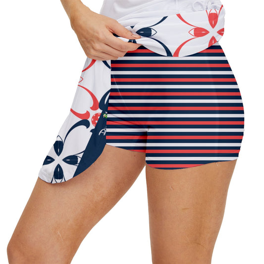 Dizzy Pickle Van White Petals 15"  Women's Pickleball Court Skorts with Inner Shorts