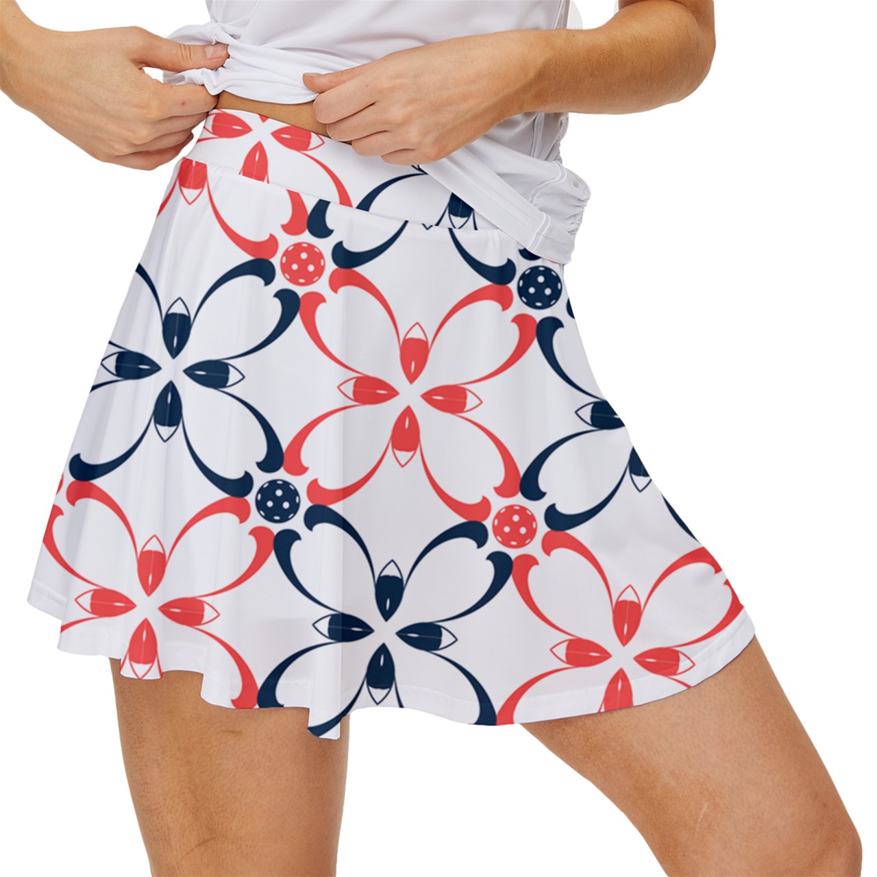 Dizzy Pickle Van White Petals 15"  Women's Pickleball Court Skorts with Inner Shorts