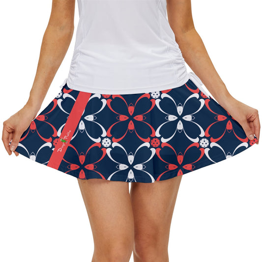 Dizzy Pickle Van Blue Petals 15"  Women's Pickleball Court Skorts with Inner Shorts