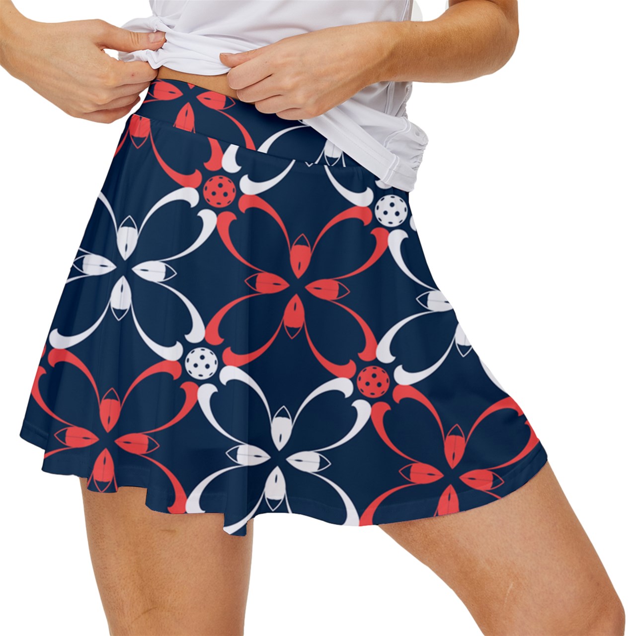 Dizzy Pickle Van Blue Petals 15"  Women's Pickleball Court Skorts with Inner Shorts